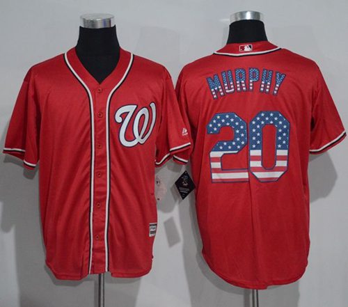 Nationals #20 Daniel Murphy Red USA Flag Fashion Stitched MLB Jersey - Click Image to Close